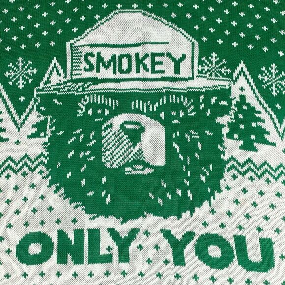 Smokey the Bear Only You Pom Pom Ugly Christmas Sweater Sz 3X - Picture 4 of 12